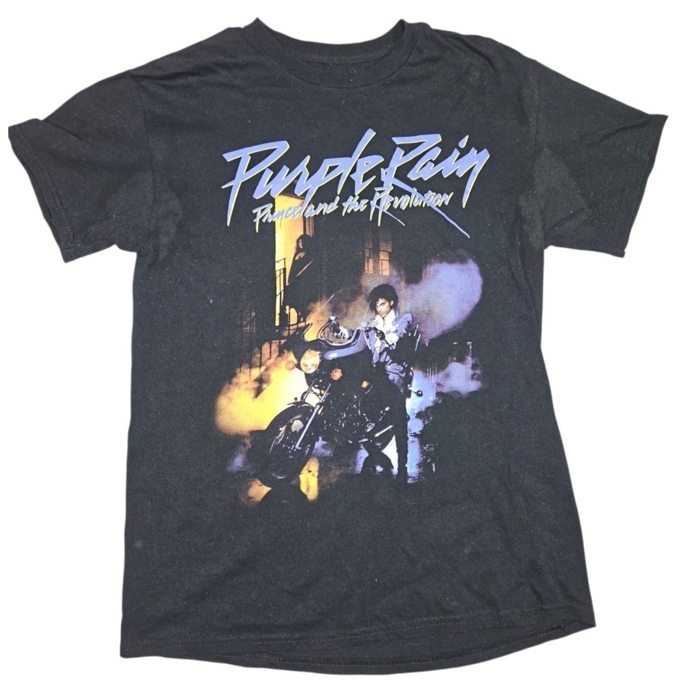 Prince‎ Purple Rain T Shirt Medium M Black Graphic Band Tee Album Merch Cotton